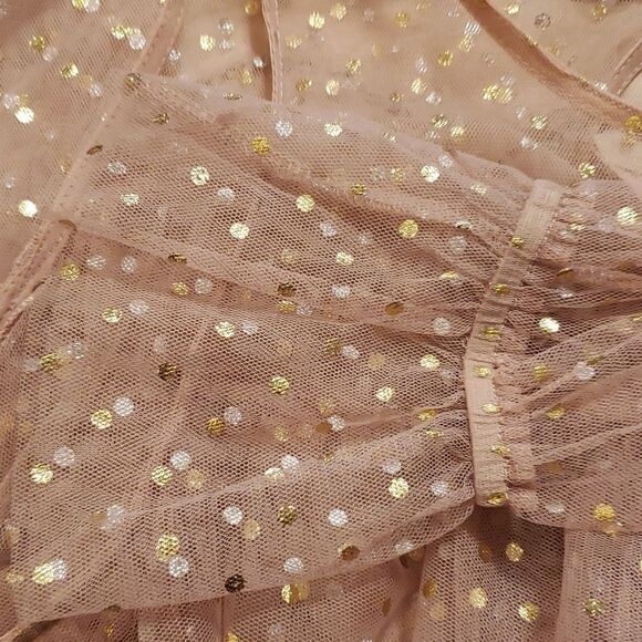 Forever 21 Cold Shoulder See Through Polka Dot Nude Top Size‎ Small NWOT - Picture 4 of 4